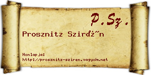 Prosznitz Szirén névjegykártya